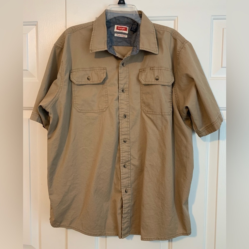 Wrangler Flex For Comfort Mens Shirt Top XL Utility Cargo Short Sleeve Shirt Top